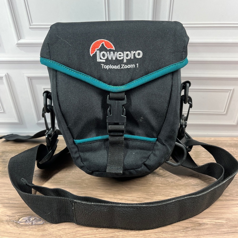 Lowepro Topload Zoom 1 Camera Bag Small Black Teal Padded DSLR Case